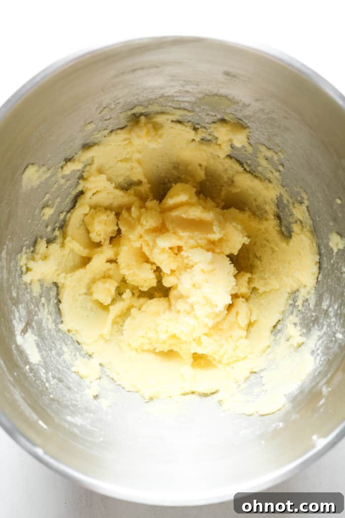 Beaten butter with granulated sugar.