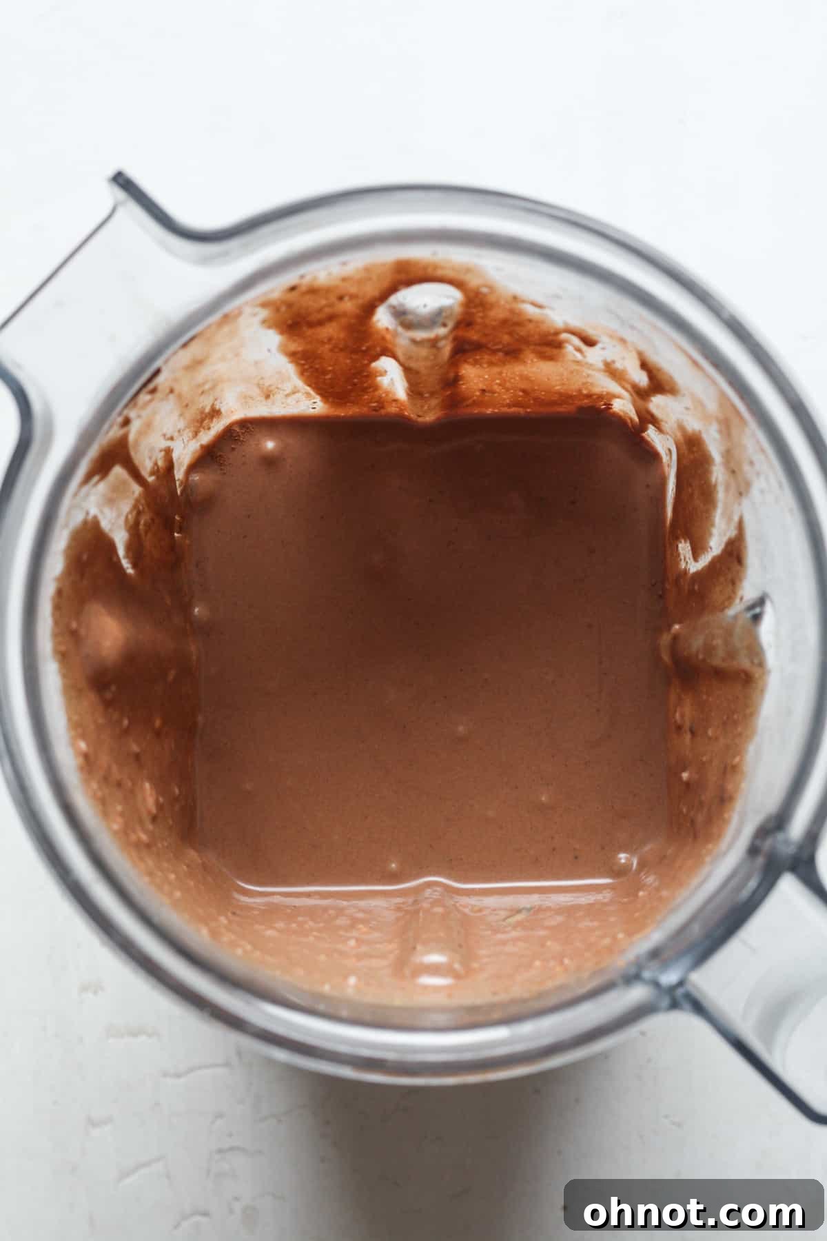 Creamy chocolate mix in blender.