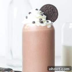 Vegan milkshake in glass.