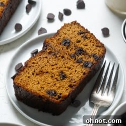 Almond flour pumpkin bread with chocolate chips.