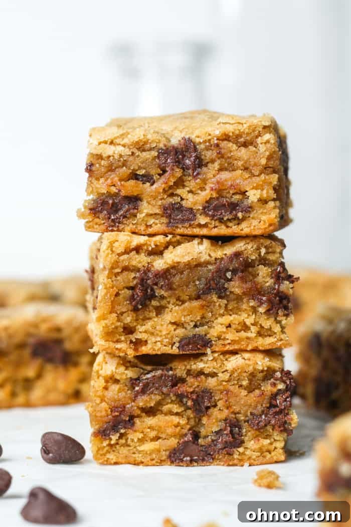 Gooey and delicious gluten free blondies, perfect for any occasion.