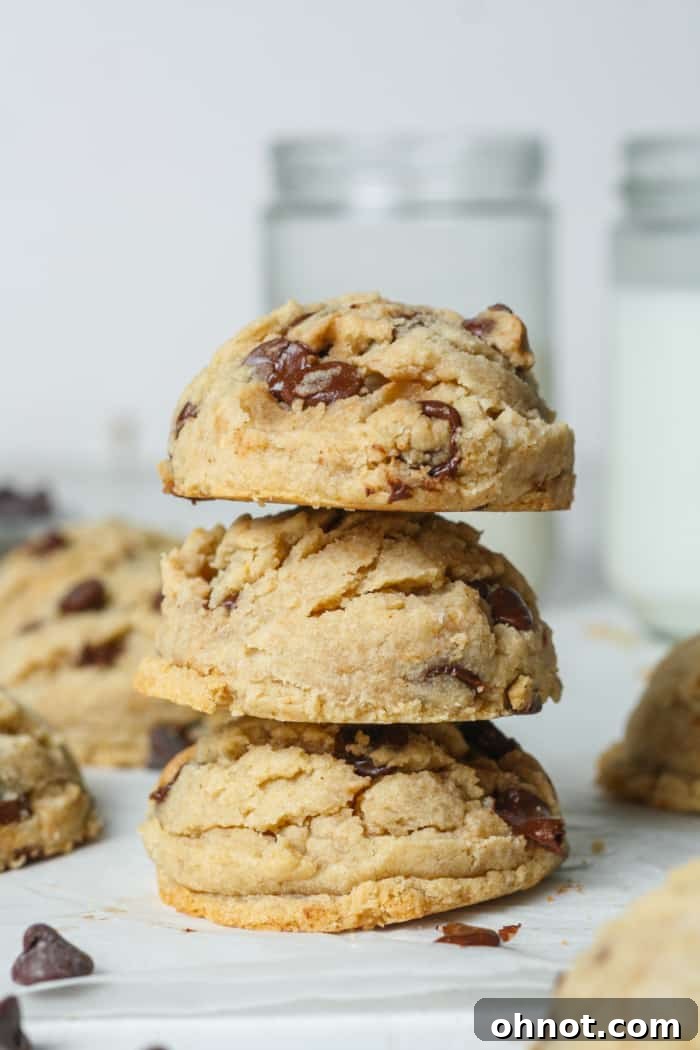 Stack of peanut butter cookies.
