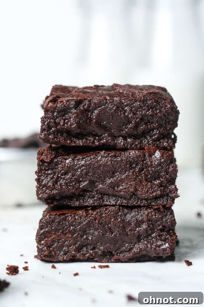 Irresistibly gooey vegan brownies, perfectly baked and ready to be enjoyed.