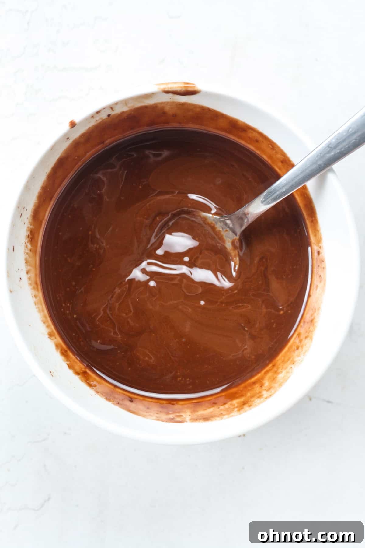 Creamy melted chocolate mixture in a bowl.