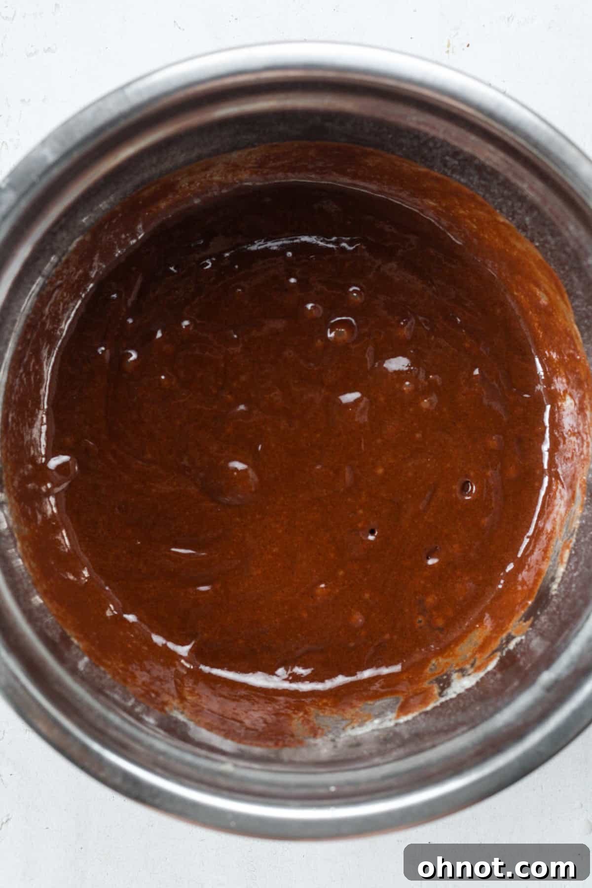 Smooth chocolate pudding-like mixture.