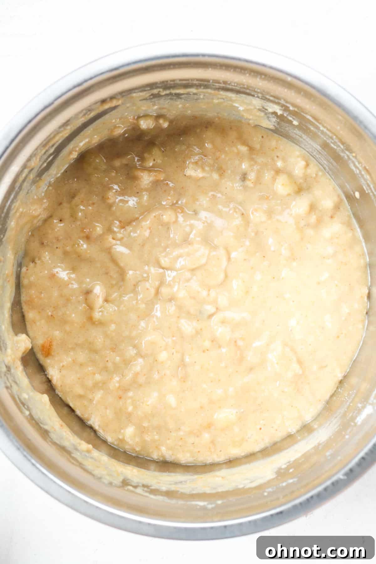 Gooey banana bread batter.