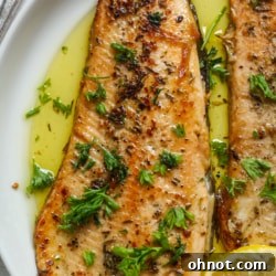 Trout recipe on plate.