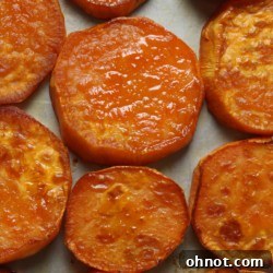 Baked sweet potato slices.