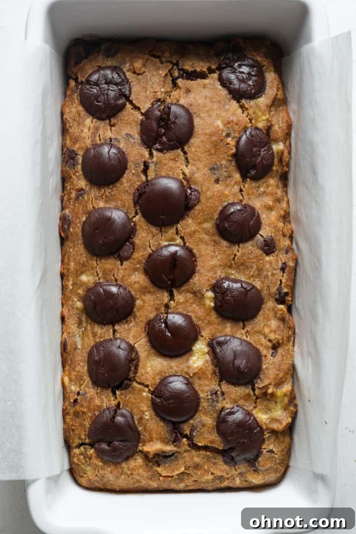 A perfectly baked loaf of eggless banana bread, golden brown and ready to cool.