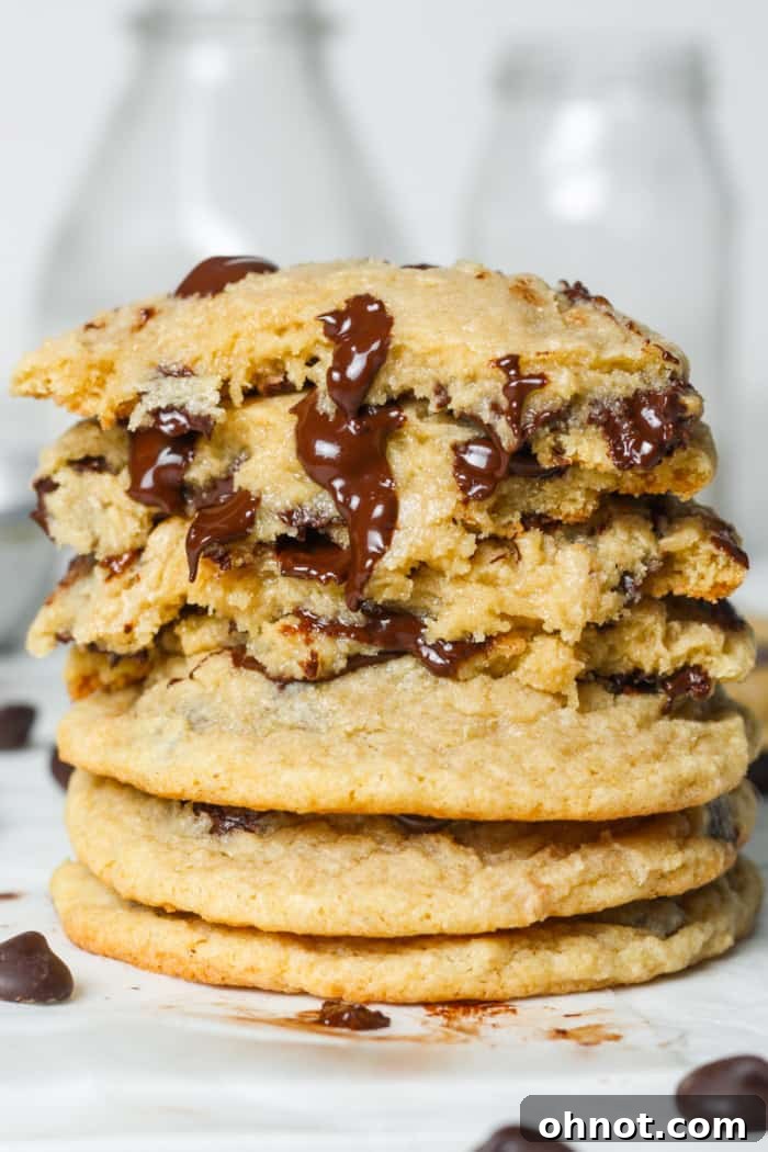 Irresistibly delicious gluten-free chocolate chip cookies with golden edges and a soft center.