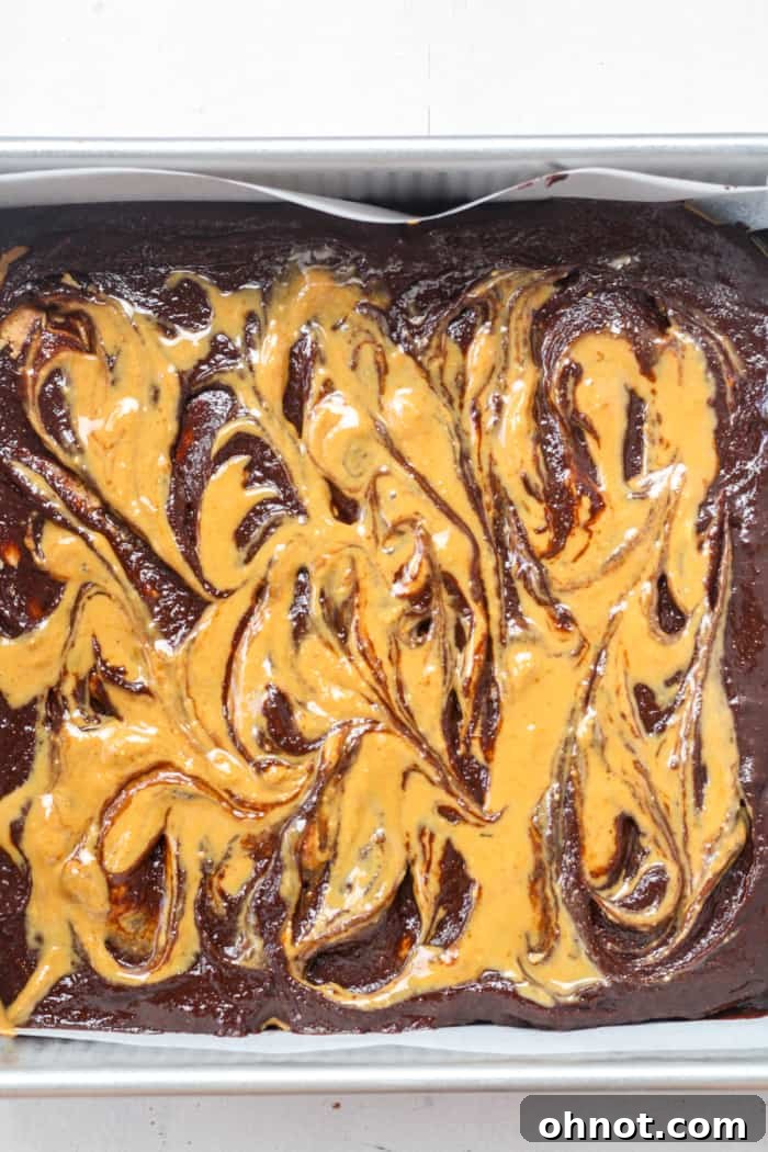 Peanut butter swirled brownies.
