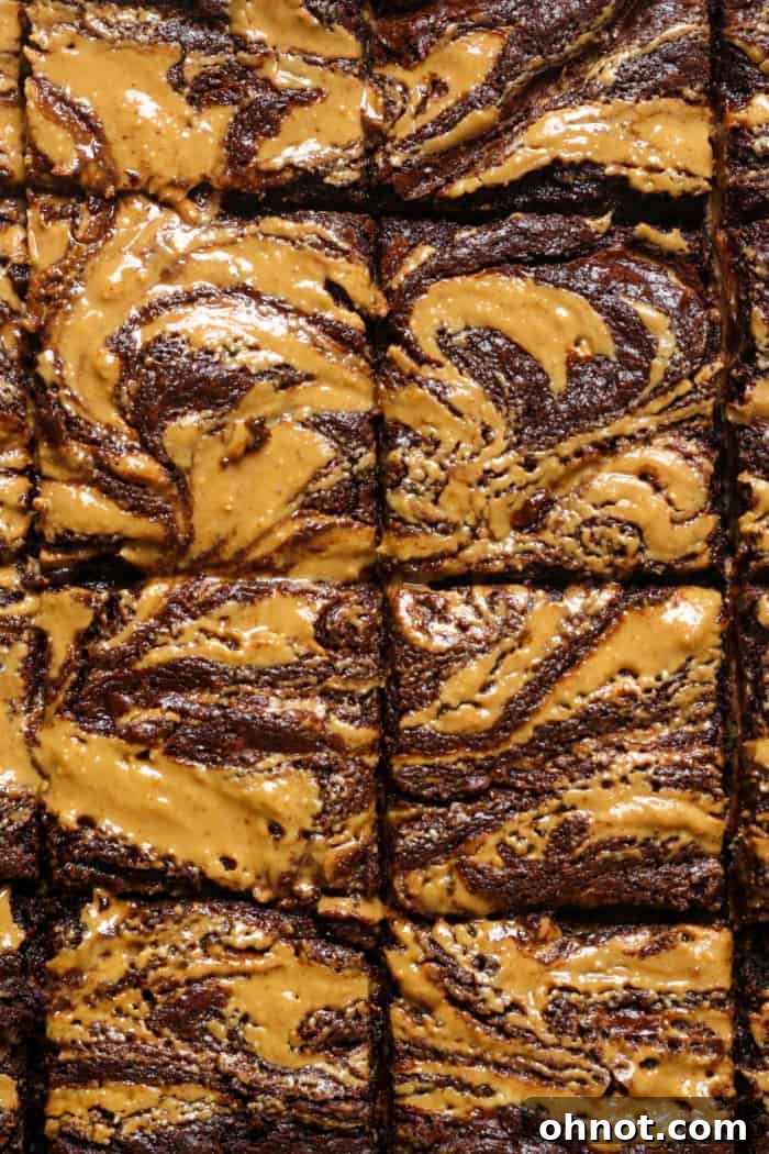 Brownies with peanut butter.