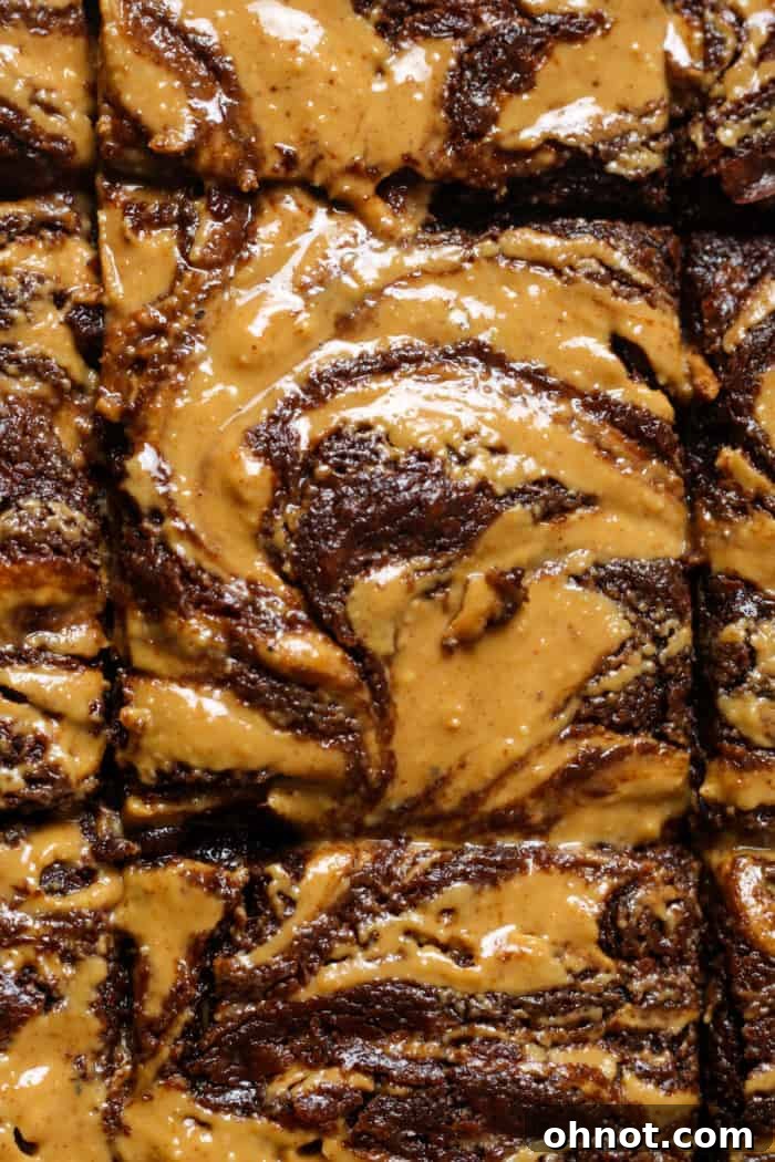 Creamy peanut butter brownie.