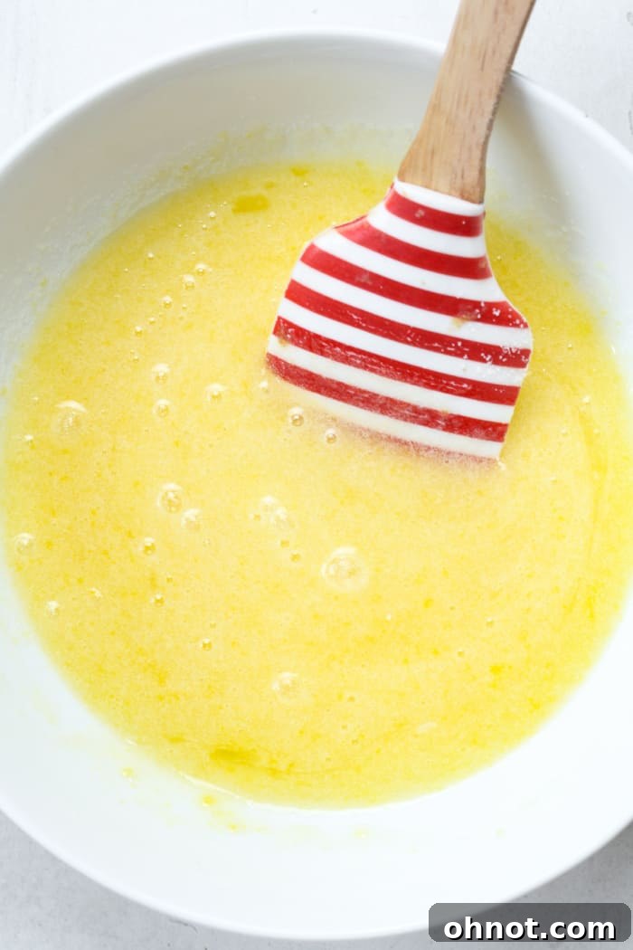 Whisked eggs and sugar.