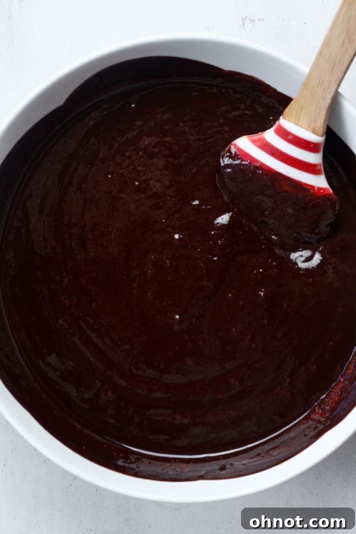 Melted chocolate batter.