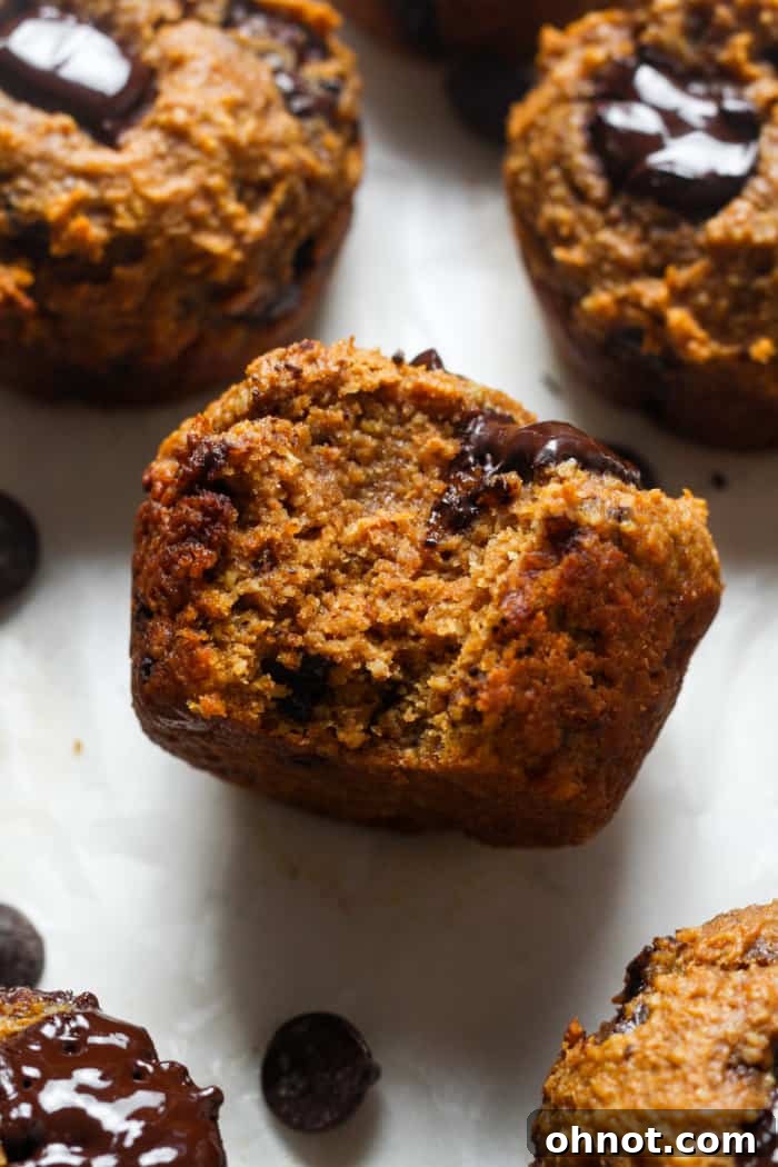 Gooey healthy pumpkin muffins.