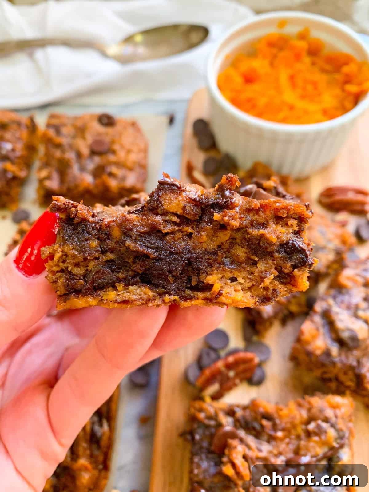 Delicious Sweet Potato Breakfast Bars, golden brown and perfectly sliced, ready to eat.
