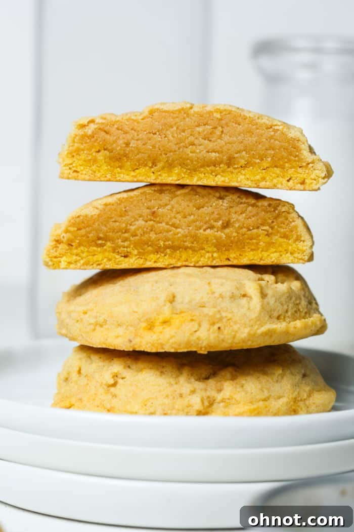 Warmly spiced pumpkin sugar cookies, freshly baked and ready to enjoy.