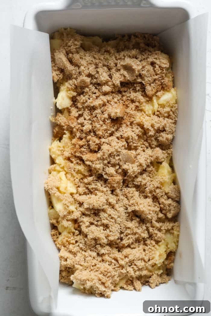 Half of the cinnamon sugar mixture sprinkled over the batter.