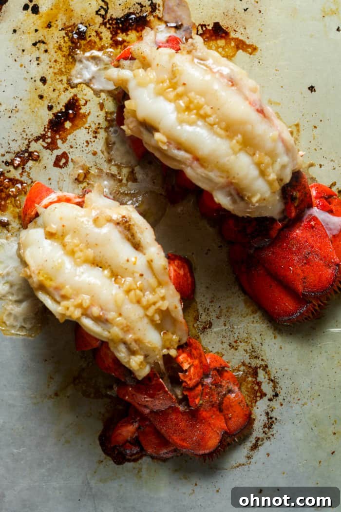 Cooked garlic butter lobster tails