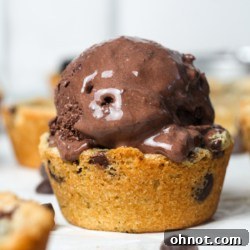 Delicious chocolate chip cookie cups, ready to be served.