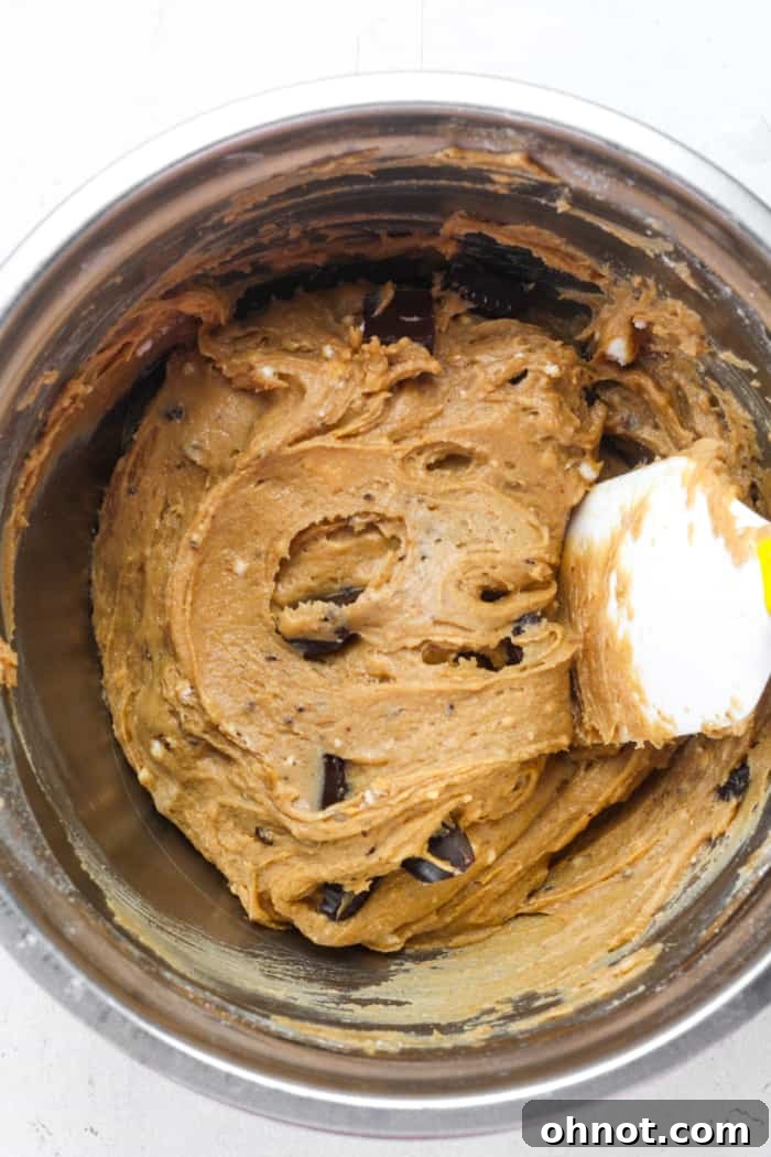 Chocolate chunk batter.