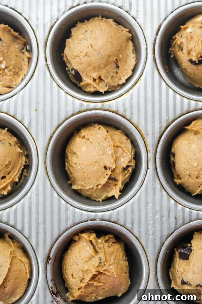 Batter in muffin pan.