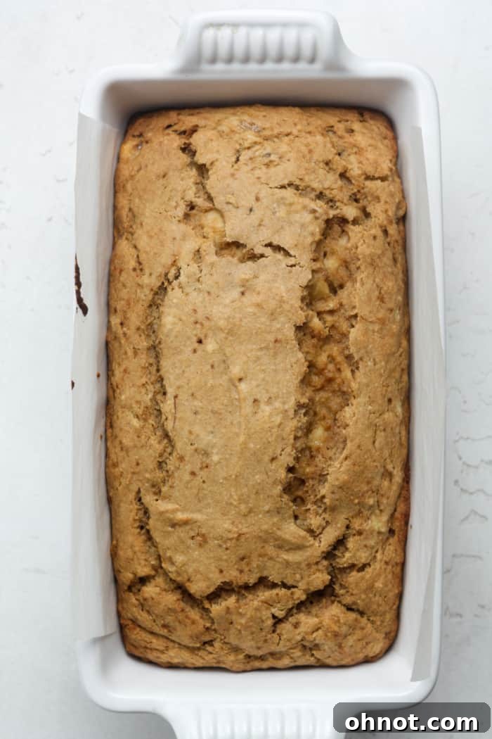 Freshly baked sourdough banana bread.
