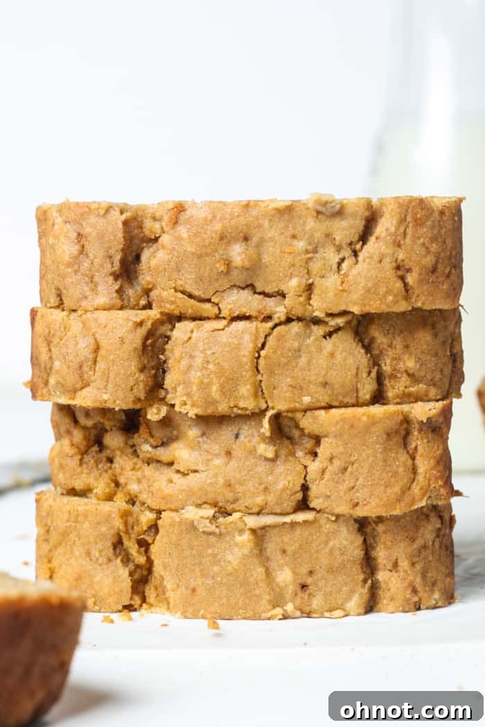 Soft fluffy sourdough banana bread texture.
