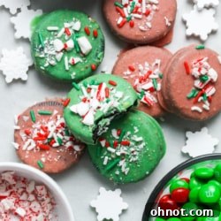Festive Christmas Oreos, perfectly dipped and decorated.