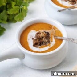 Whole30 butternut squash soup with coconut milk and bacon