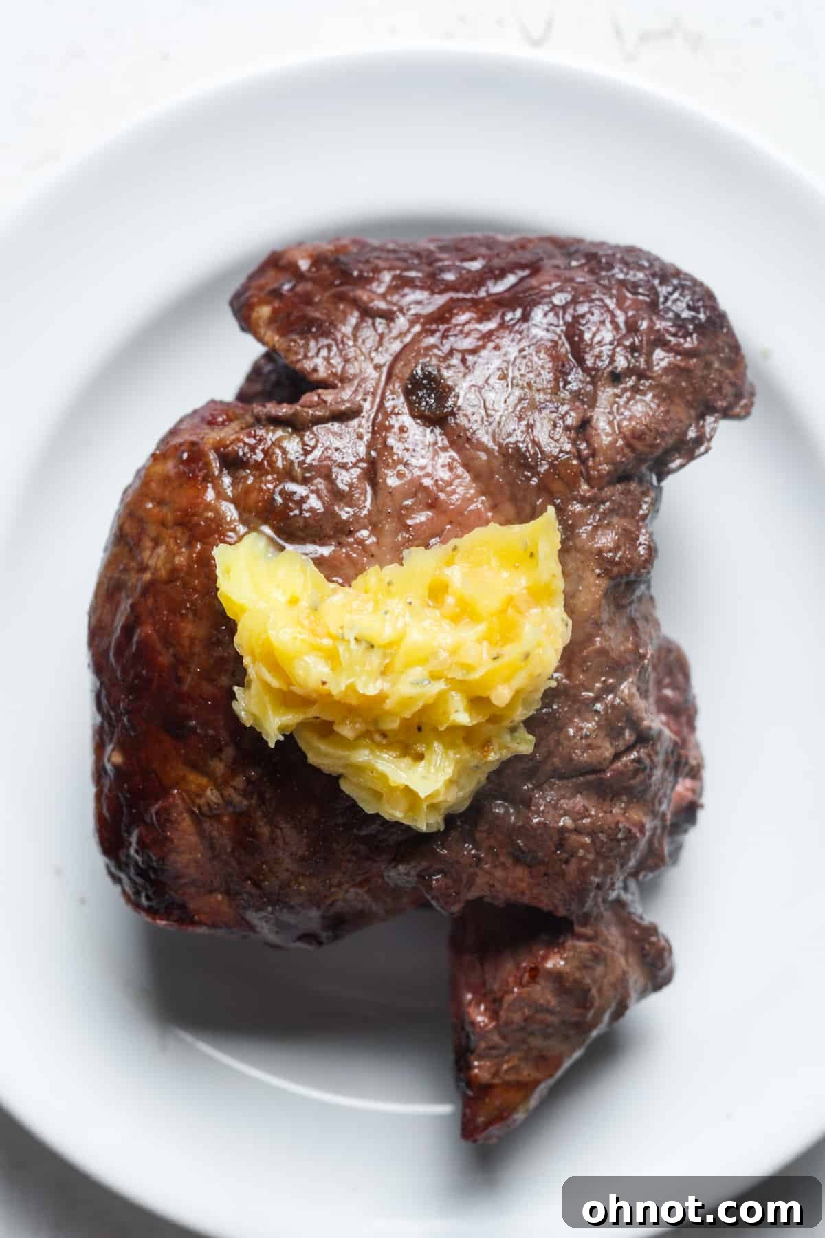 Air-fried meat with melting ghee.