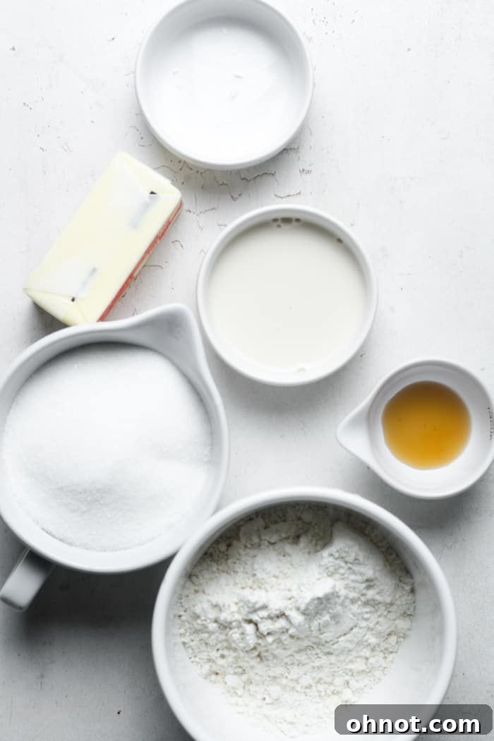 Various ingredients for vegan sugar cookies laid out on a surface.