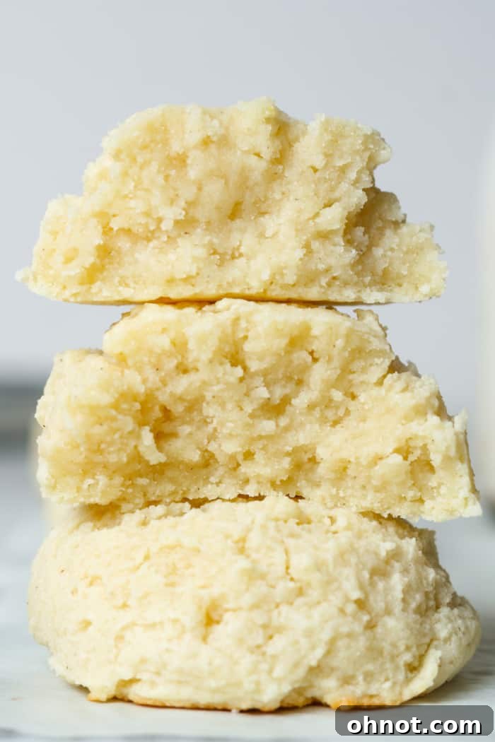 Stack of cream cookies.