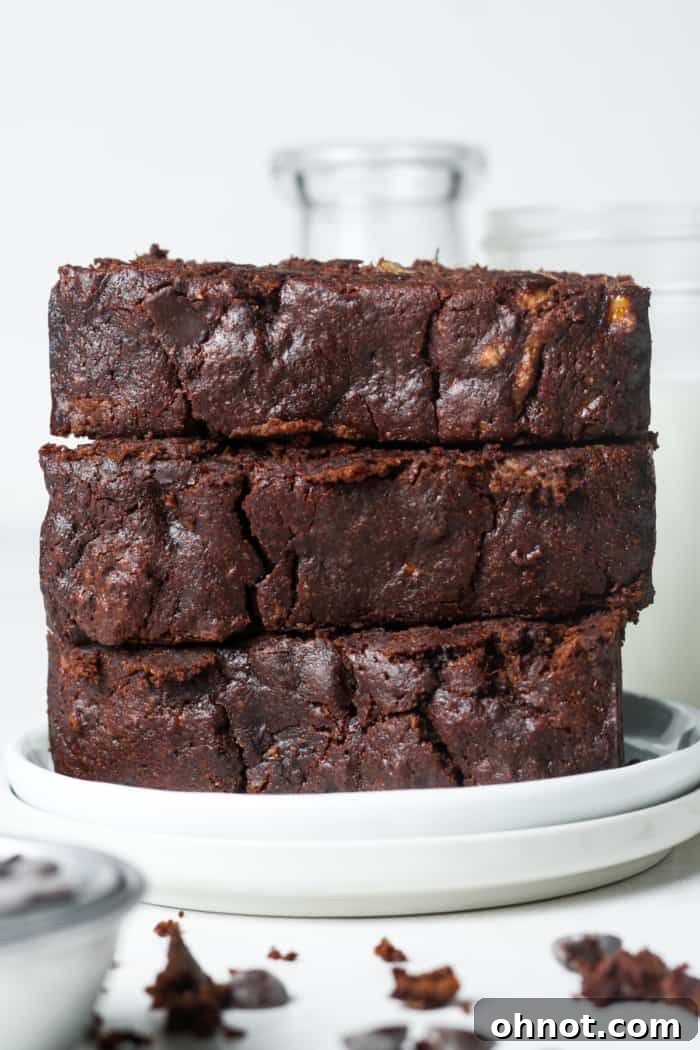 Stack of chocolate bread.