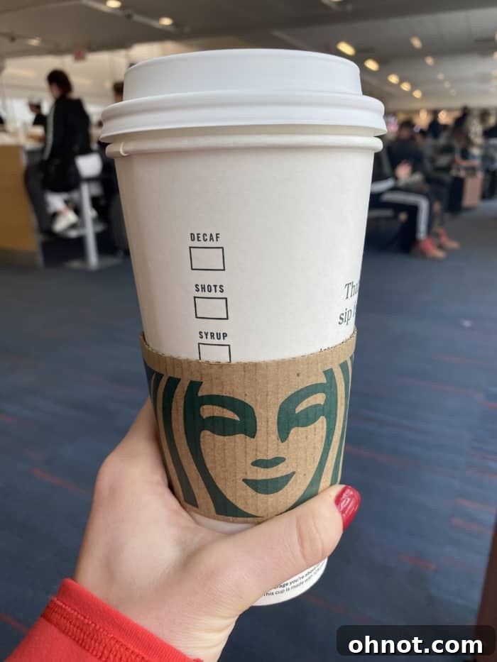 A refreshing cup of Starbucks coffee ready to be enjoyed.