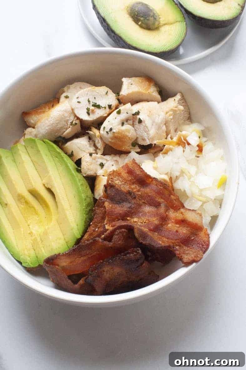 Creamy Whole30 Avocado Chicken Salad ready to be served
