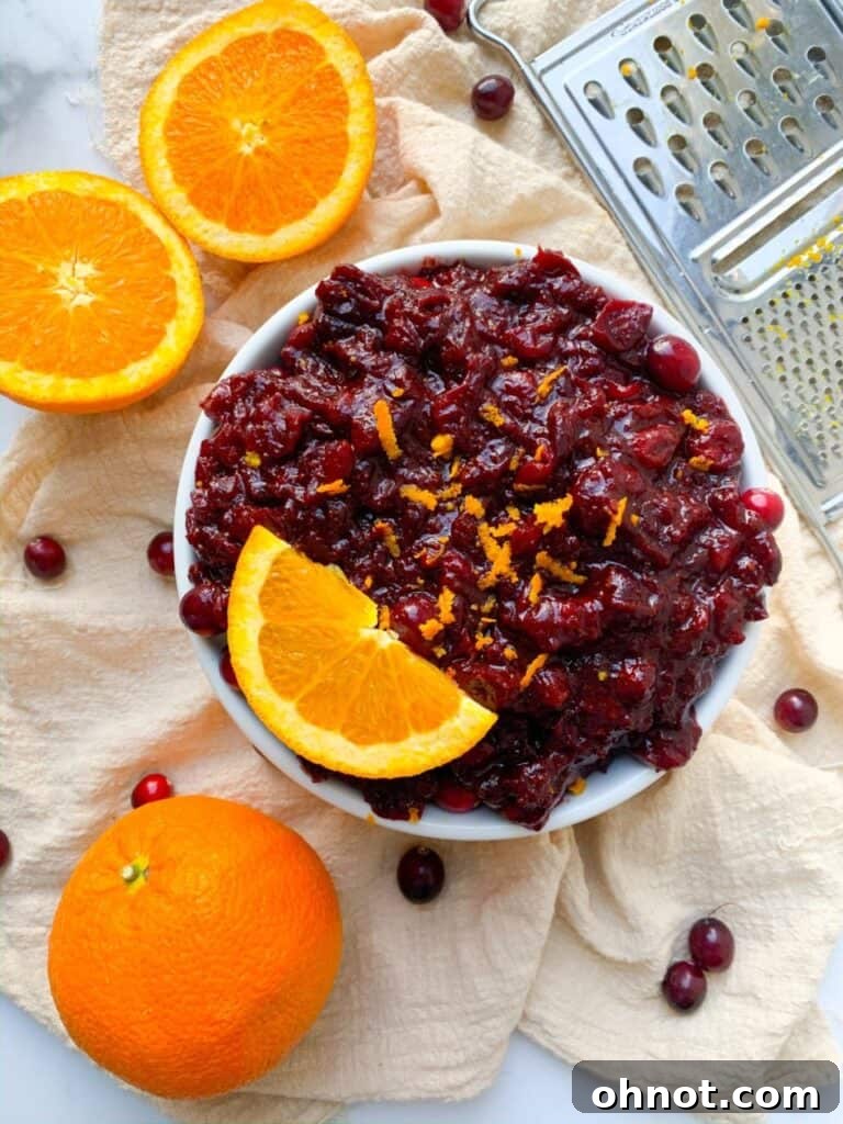 Vegan cranberry sauce served in a pristine white bowl, showcasing its smooth texture
