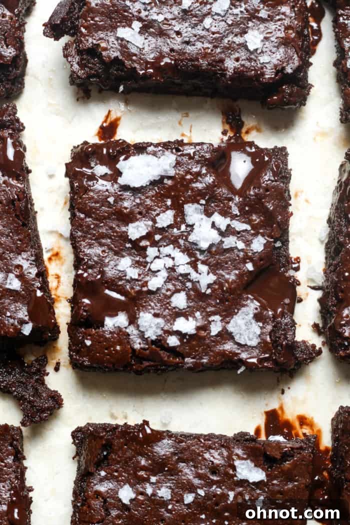 Decadent healthy brownies, rich and gooey.