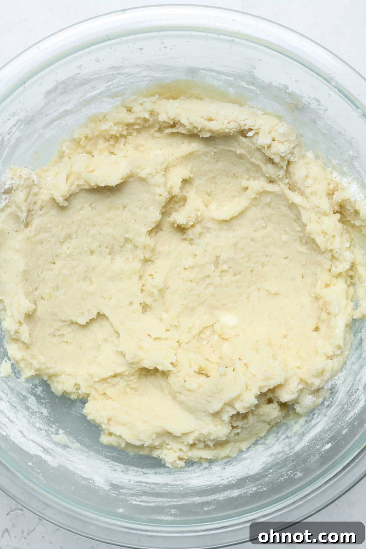 Finished lemon flavored cookie dough, ready for chilling.
