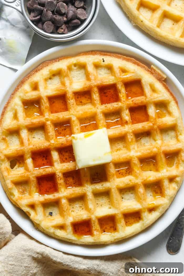 Golden, crispy gluten-free waffles ready to be served.