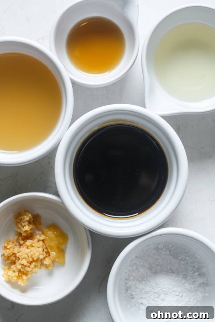 Ingredients for Chinese garlic sauce.