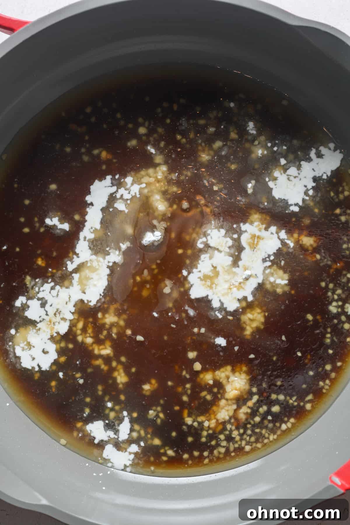 Sauce ingredients in skillet.