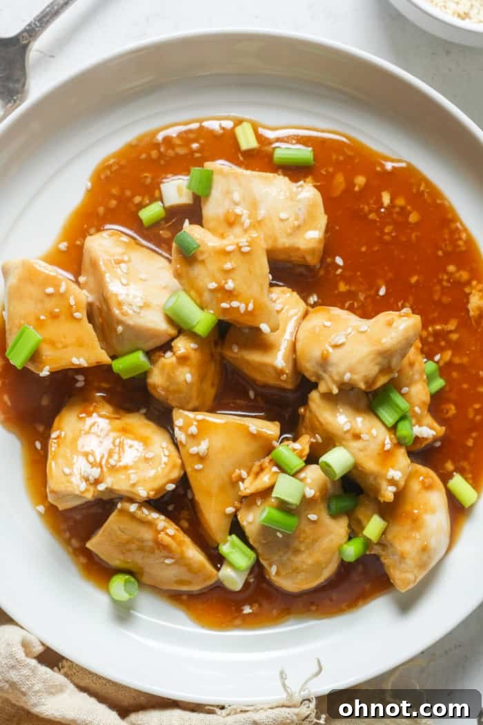 Delicious Chinese garlic chicken in a bowl, ready to serve.