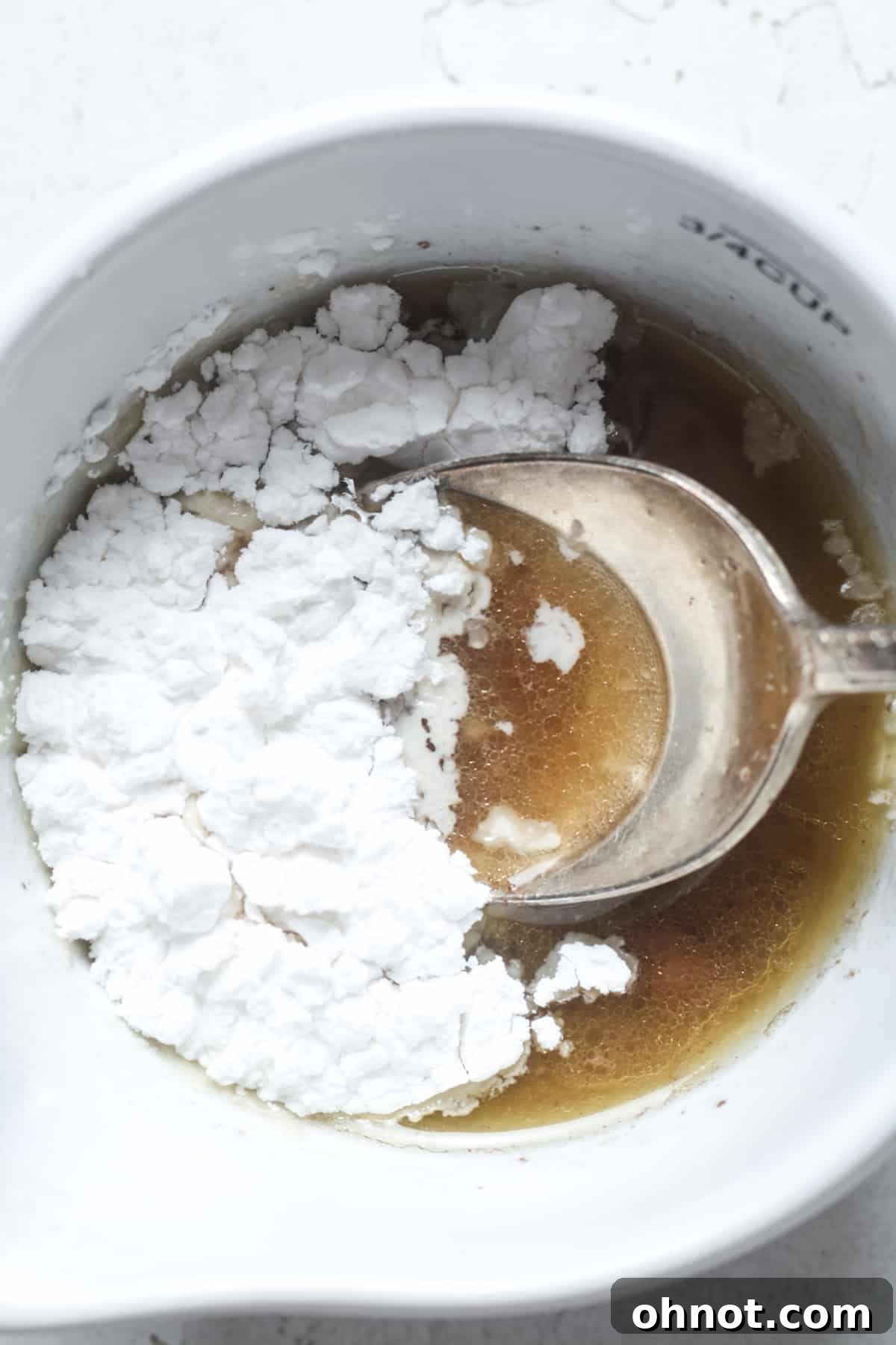 Thick slurry mixture in a small bowl.