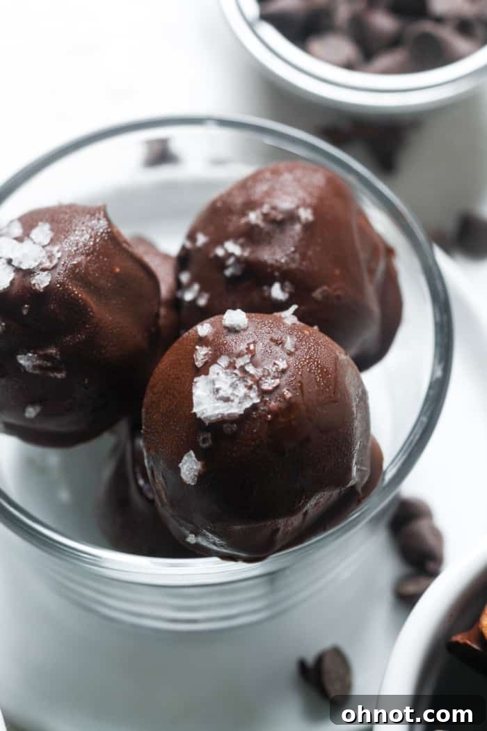 Decadent dark chocolate truffles, similar to the peanut butter balls.