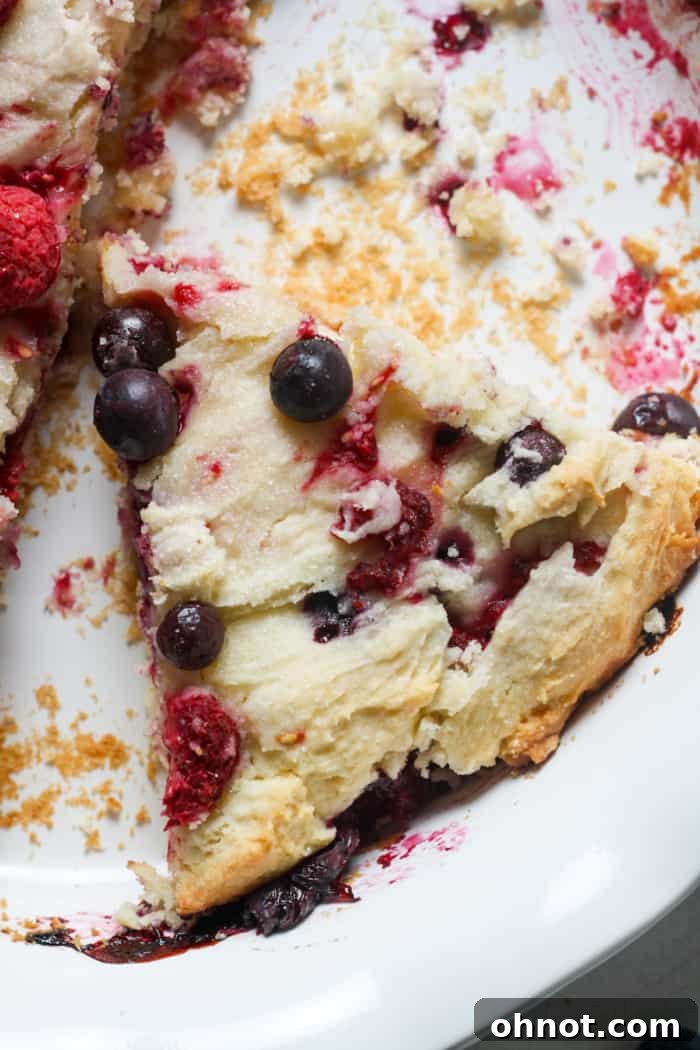Slice of berry cake.
