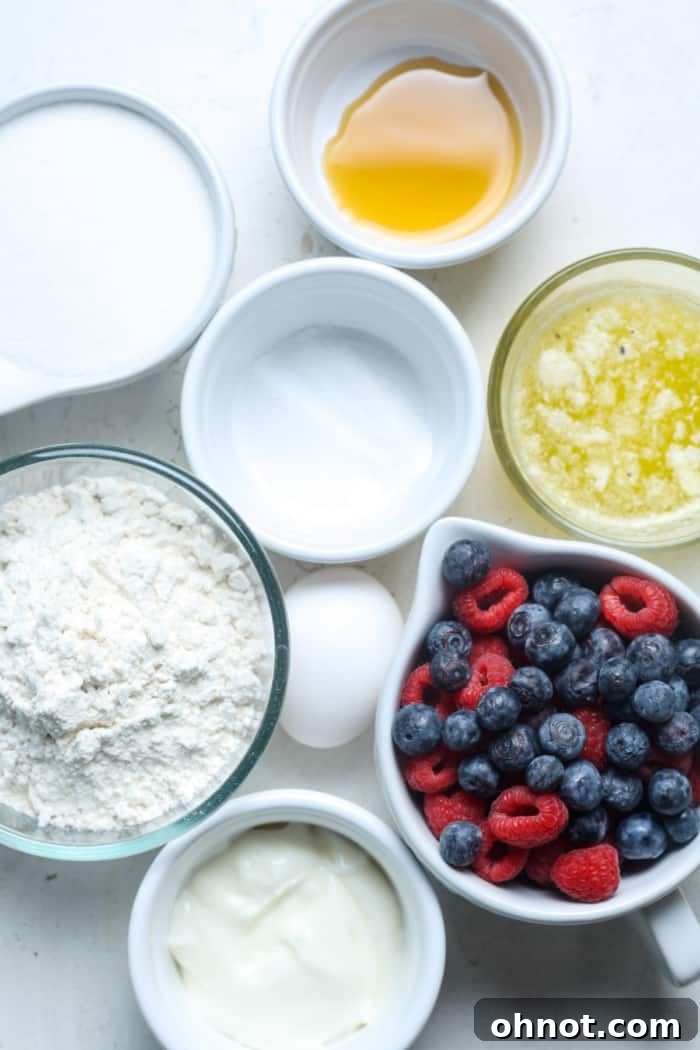 Ingredients for berry cake.