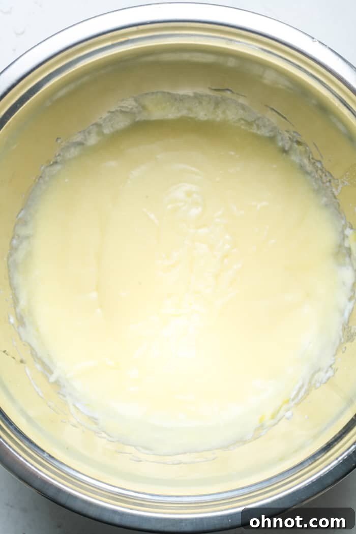 Yellow batter in bowl.