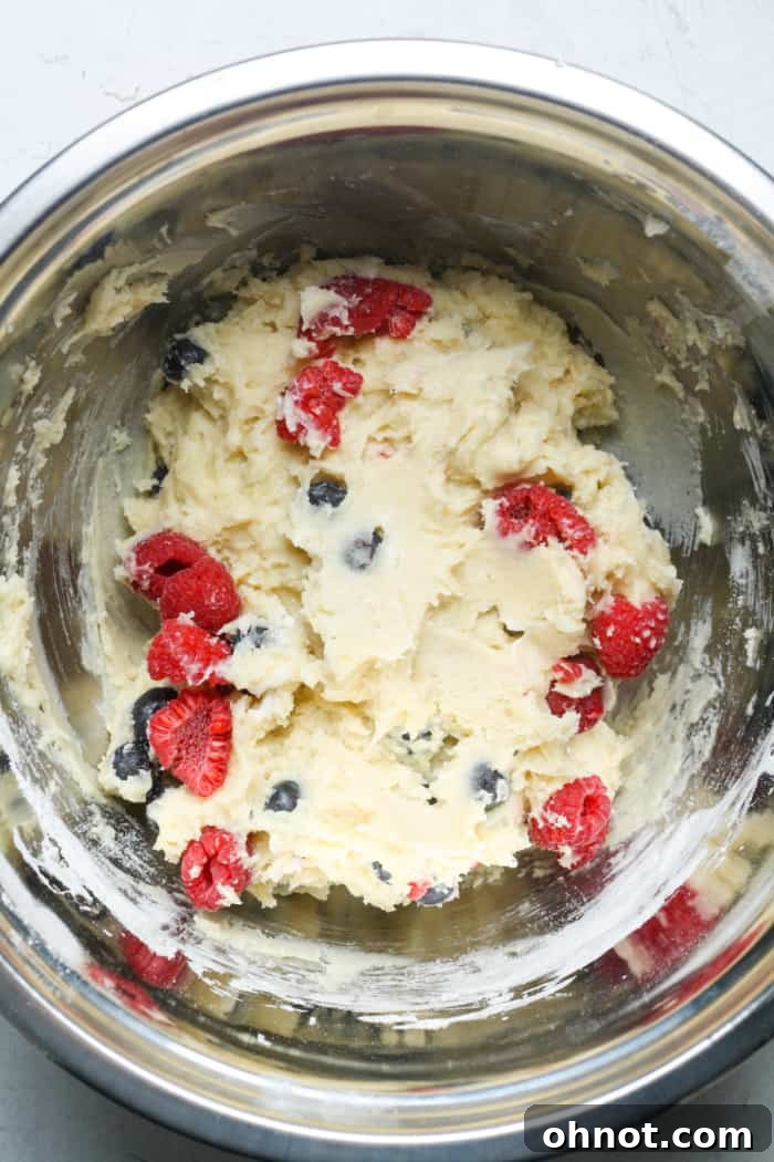 Fresh berry cake batter.